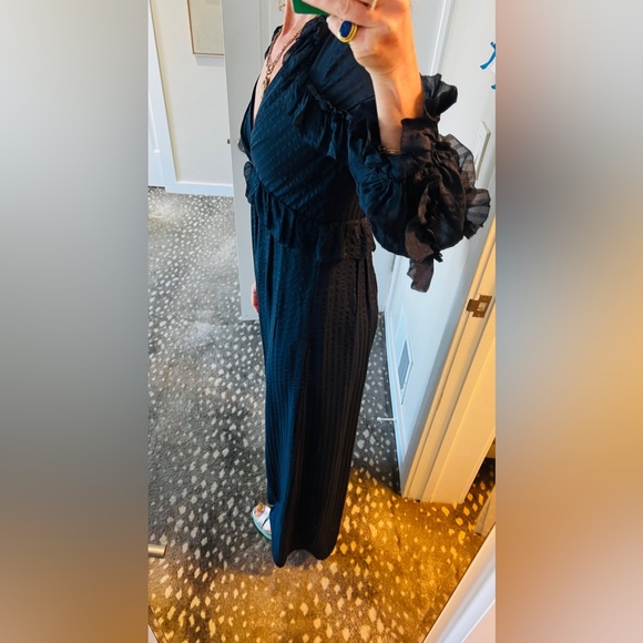 Zimmermann folly navy wide leg 100% silk pantsuit jumpsuit lined sz 1 NWOT - Picture 5 of 12